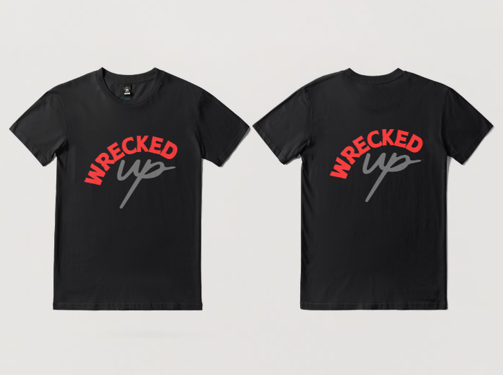 Wrecked up Red Grey print short sleeve t-shirt 100% Cotton for a vivid finish and all day comfort