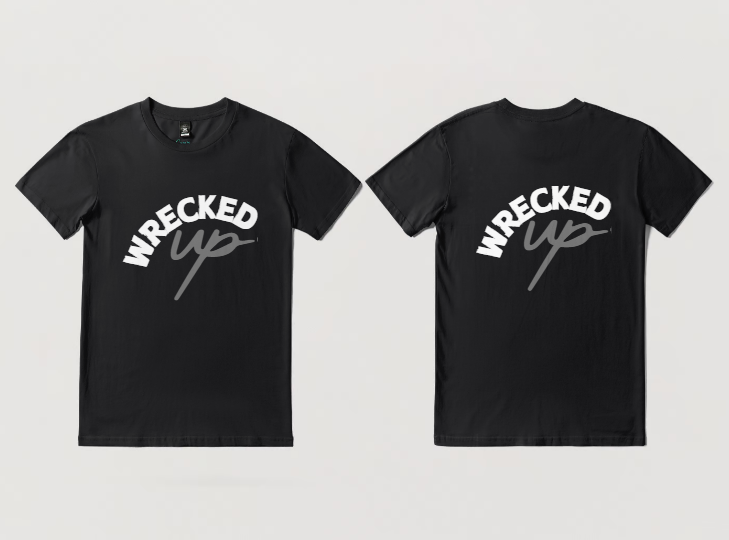 Wrecked up White Grey print short sleeve t-shirt 100% Cotton for a vivid finish and all day comfort
