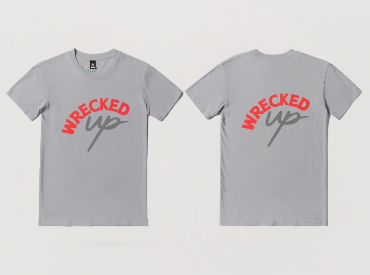 Wrecked up Red Grey print short sleeve t-shirt 100% Cotton for a vivid finish and all day comfort