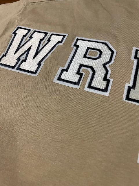 Wrecked up Medium White letters stitched on embroidery short sleeve t-shirt 100% Cotton none stretch