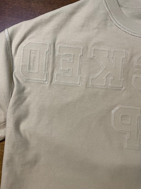 Wrecked up Medium White letters stitched on embroidery short sleeve t-shirt 100% Cotton none stretch
