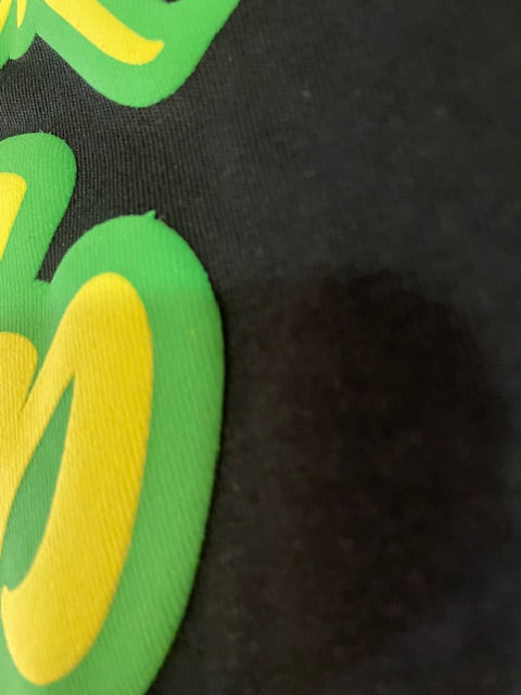 Wrecked Up puff print Green on black T-shirt 280grm heavy cotton