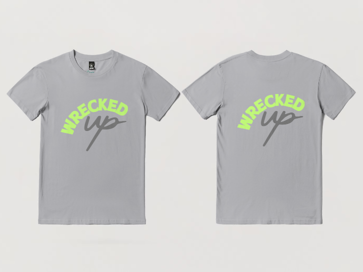 Wrecked up Red Grey print short sleeve t-shirt 100% Cotton for a vivid finish and all day comfort