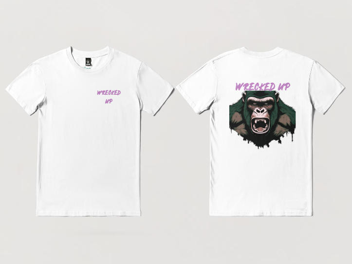 Wrecked up Gorilla Pink short sleeve t-shirt 100% Cotton for a vivid finish and all day comfort
