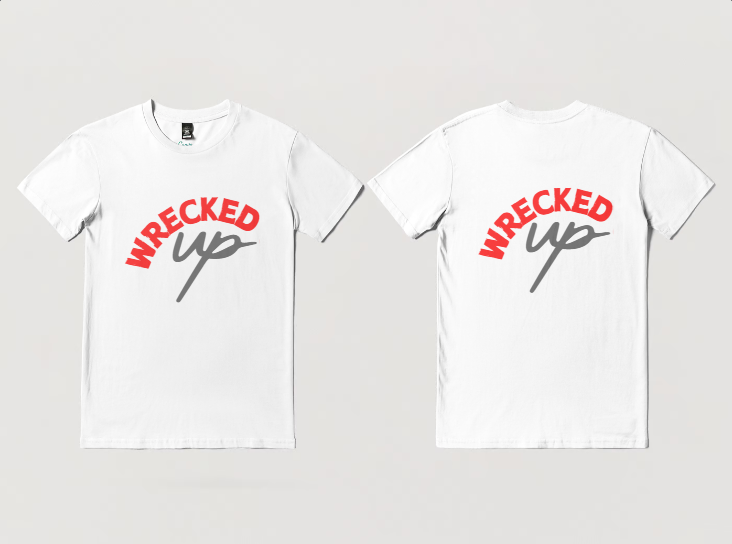 Wrecked up Red Grey print short sleeve t-shirt 100% Cotton for a vivid finish and all day comfort