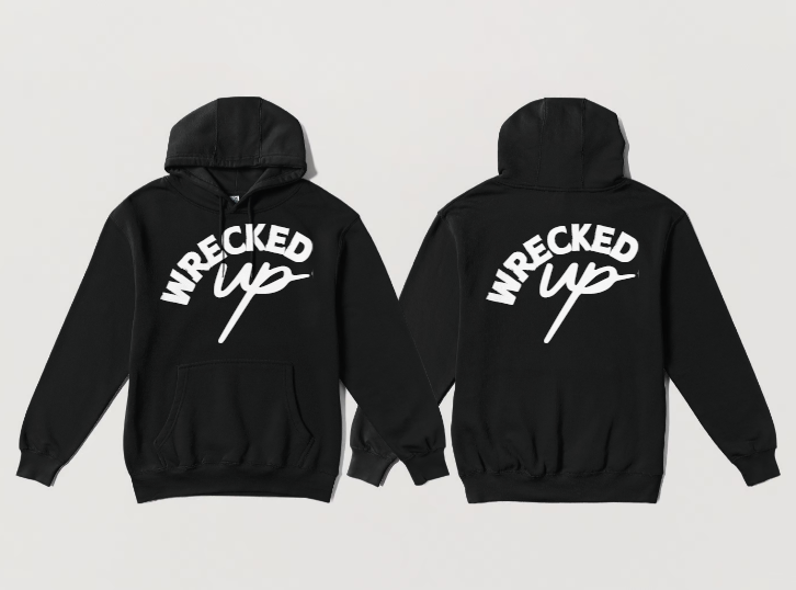 Wrecked up White print Hoodie 60% cotton 40% polyester for a vivid finish and all day comfort