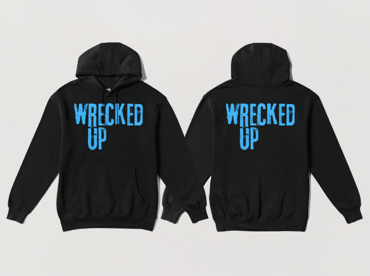 Wrecked up Blue print Hoodie 60% cotton 40% polyester for a vivid finish and all day comfort