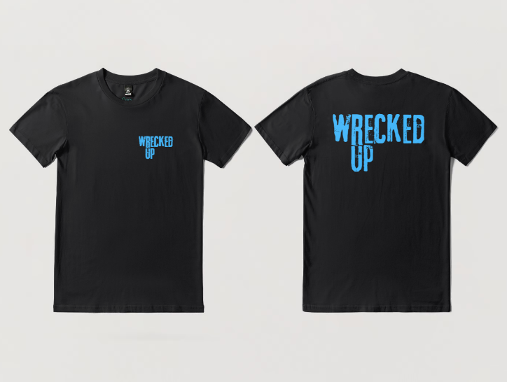 Wrecked up Blue print short sleeve t-shirt 100% Cotton for a vivid finish and all day comfort