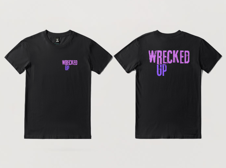 Wrecked up Purple and Pink short sleeve t-shirt 100% Cotton for a vivid finish and all day comfort