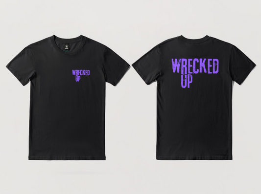 Wrecked up Purple brand style short sleeve t-shirt 100% Cotton for a vivid finish and all day comfort