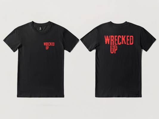 Wrecked up Red brand style short sleeve t-shirt 100% Cotton for a vivid finish and all day comfort