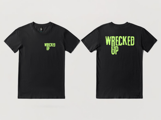 Wrecked up green print short sleeve t-shirt 100% Cotton for a vivid finish and all day comfort