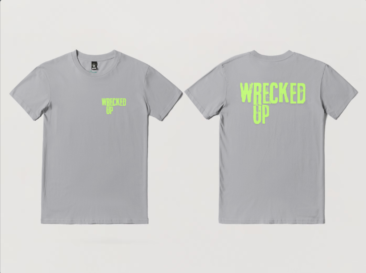 Wrecked up green print short sleeve t-shirt 100% Cotton for a vivid finish and all day comfort