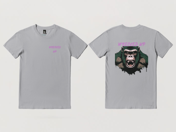 Wrecked up Gorilla Pink short sleeve t-shirt 100% Cotton for a vivid finish and all day comfort