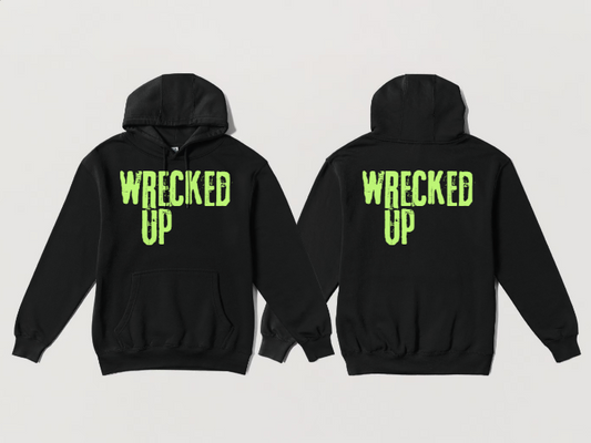 Wrecked up green print Hoodie 60% cotton 40% polyester for a vivid finish and all day comfort