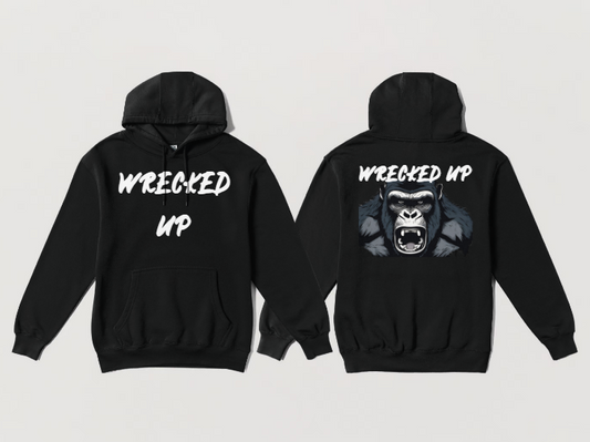 Wrecked Up Hoodie White Gorilla print  60% cotton 40% polyester for a vivid finish and all day comfort