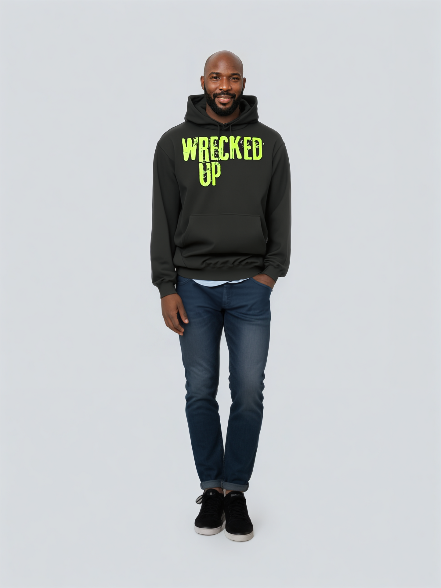 Wrecked up green print Hoodie 60% cotton 40% polyester for a vivid finish and all day comfort