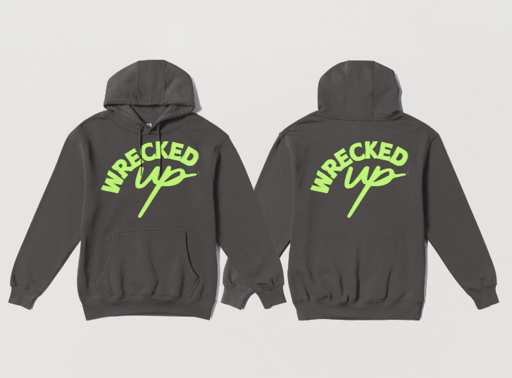 Wrecked up Green print Hoodie 60% cotton 40% polyester for a vivid finish and all day comfort