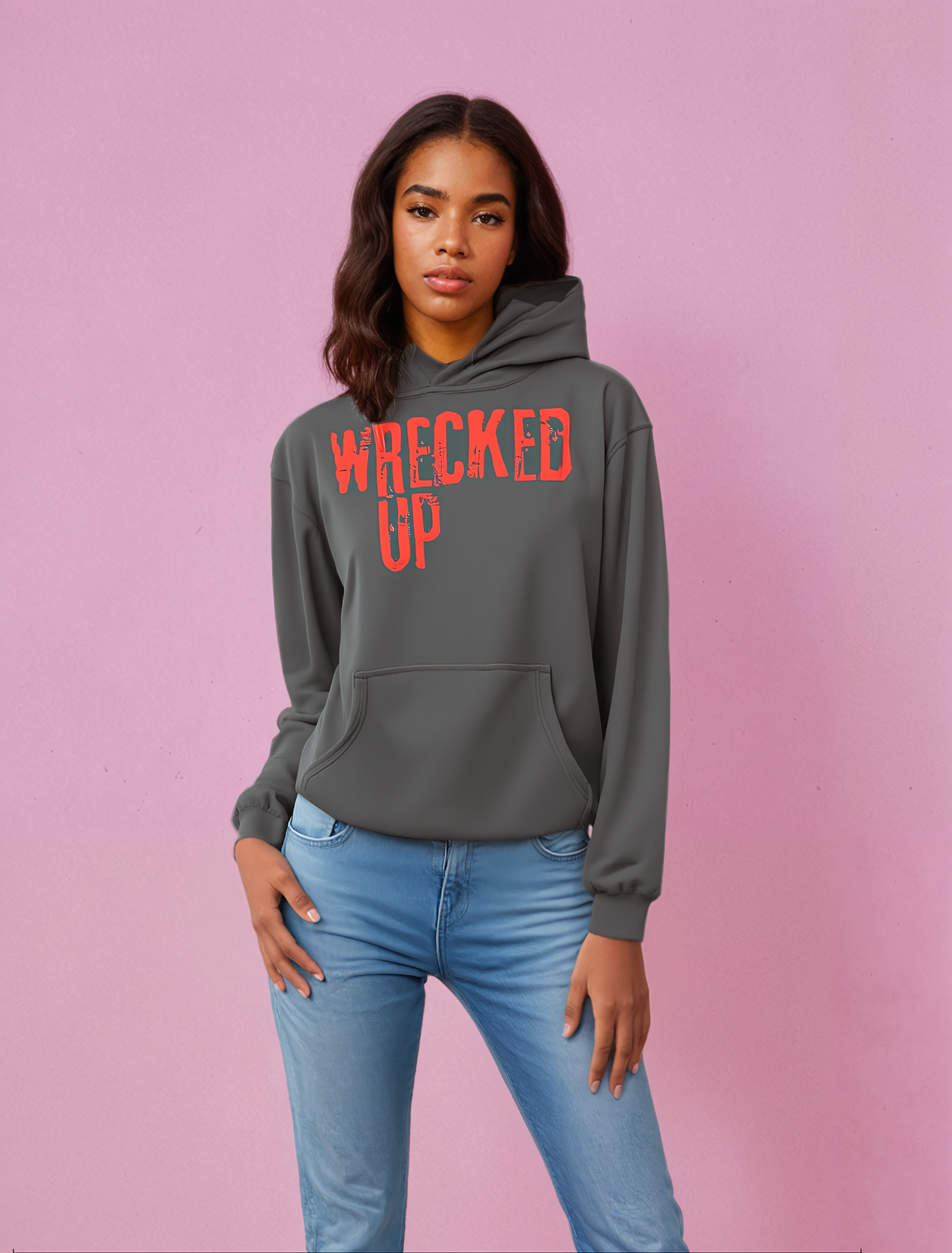 Wrecked up Red print Hoodie 60% cotton 40% polyester for a vivid finish and all day comfort