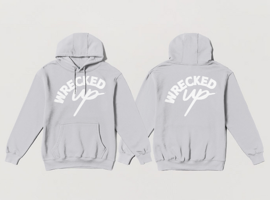 Wrecked up White print Hoodie 60% cotton 40% polyester for a vivid finish and all day comfort