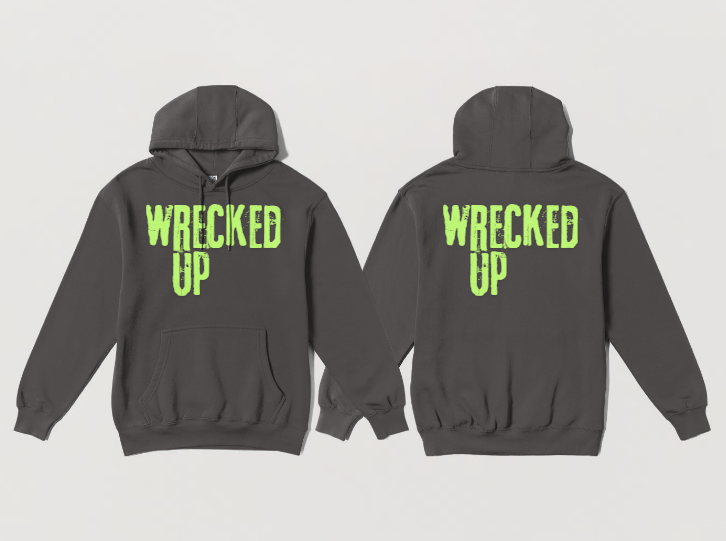 Wrecked up green print Hoodie 60% cotton 40% polyester for a vivid finish and all day comfort