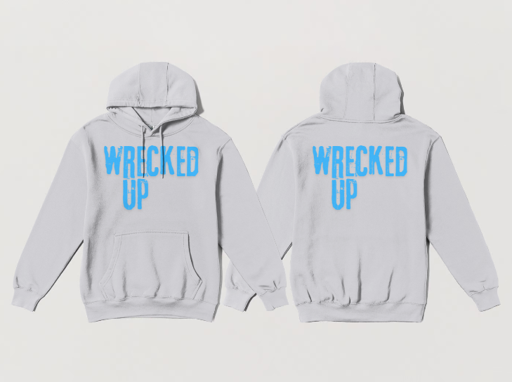 Wrecked up Blue print Hoodie 60% cotton 40% polyester for a vivid finish and all day comfort