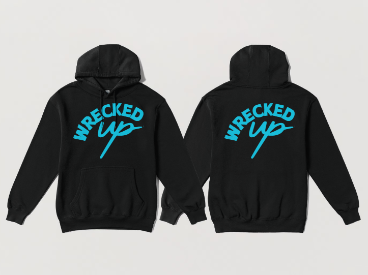 Wrecked up Blue print Hoodie 60% cotton 40% polyester for a vivid finish and all day comfort