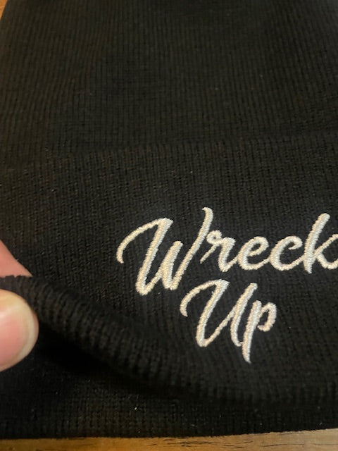 Beanie embroidery wrecked up  good heavy quality beanie 100% ACRYLIC