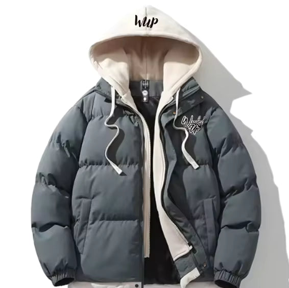 Wrecked Up Puffer Jacket Hoodie High Quality Winter Thick Warm Casual Hood Men's Clothes