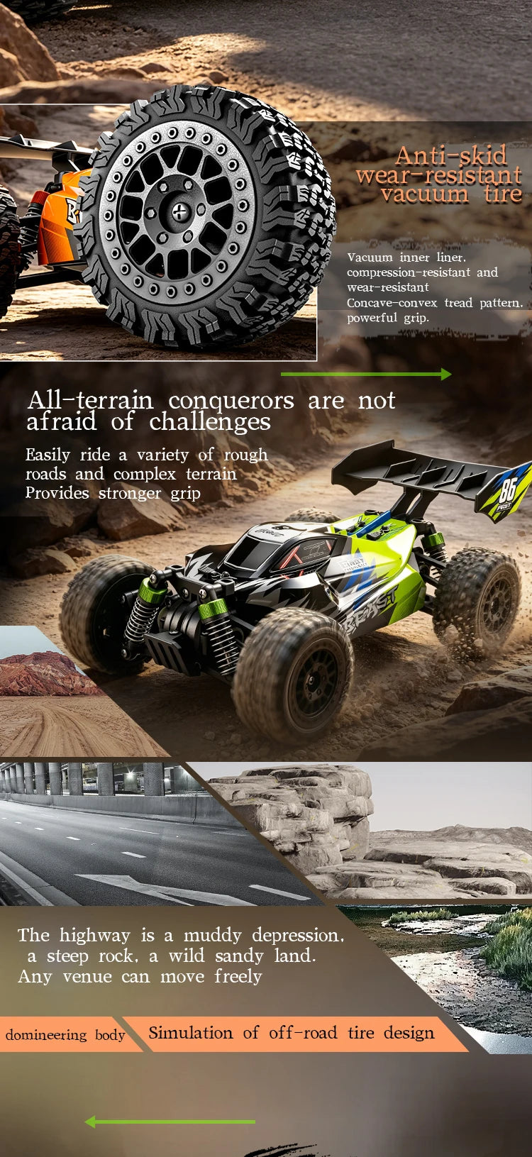 New SG816 MAX 1/24 Brushless RC Buggy 40KM/h 4WD Off-Road Racing Vehicle