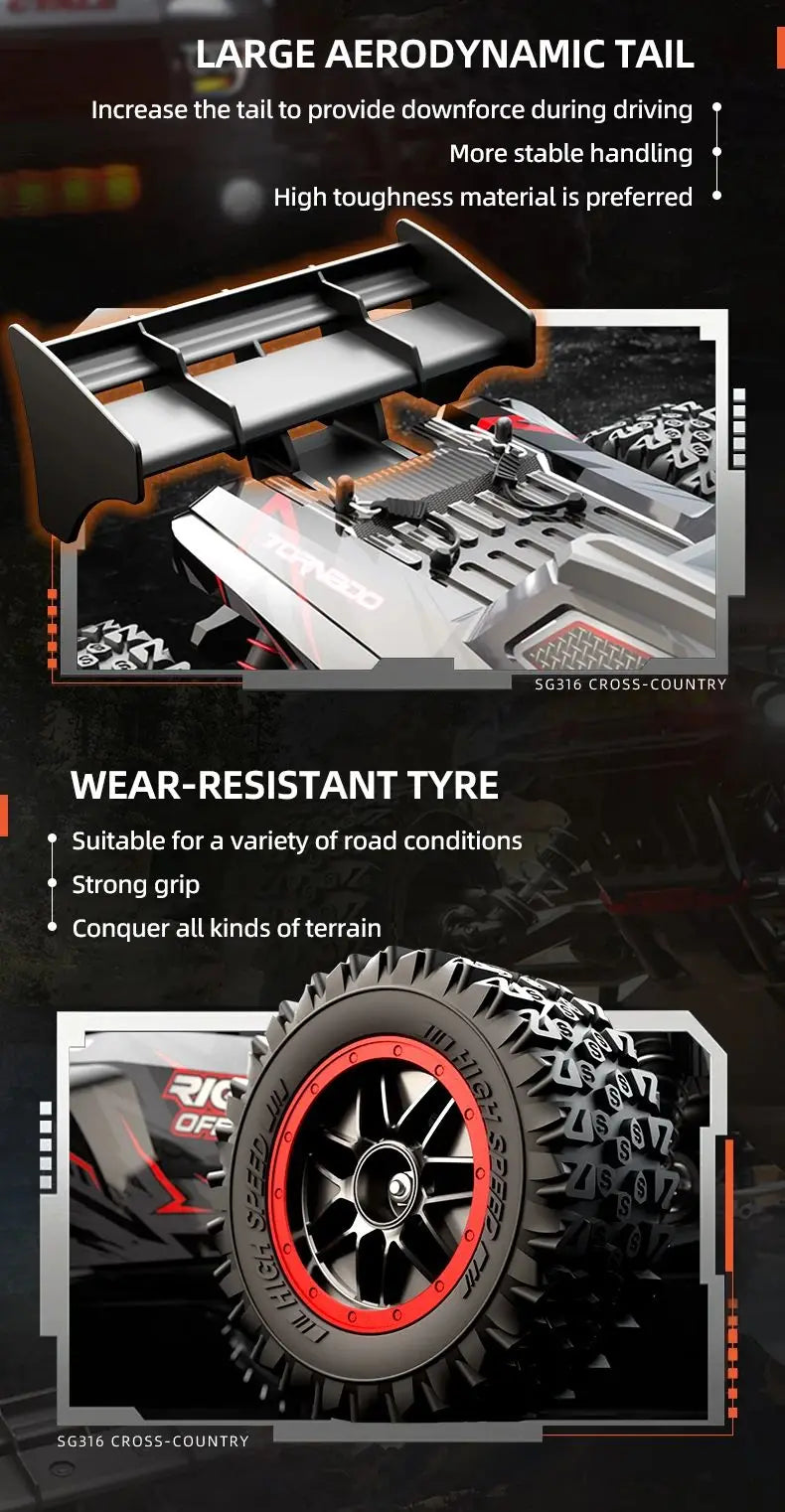ZLL SG316 Max 1/16 RC Car Carbon Brush 4WD 80KM/H Racing Car 2.4G High Speed