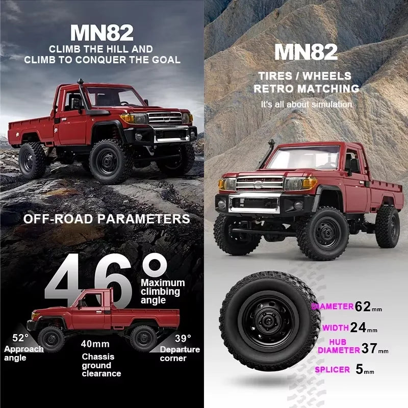 MN82 Upgraded PRO Off-Road 4WD Pickup Truck 1:12 Scale RC Car