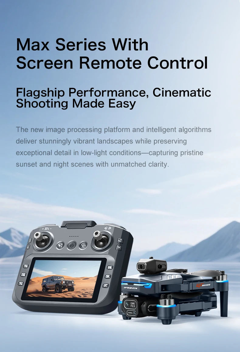 GT8 Foldable GPS RC Drone 8K HD ESC Camera Brushless Motor Obstacle Avoidance 4.3" Screen Controller FPV Quadcopter Aerial Drone