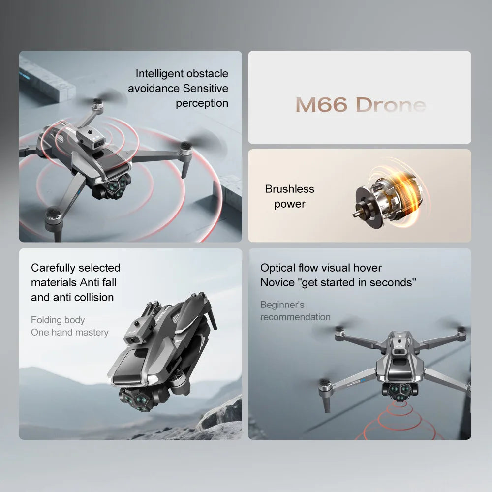 2026 New M66 Drone HD Folding Remote Control With Camera And Screen 5G FPV Camera Quadcopter Brushless Motor RC Quadcopter