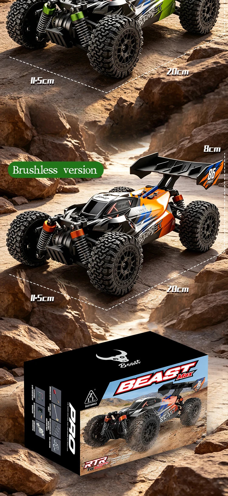 New SG816 MAX 1/24 Brushless RC Buggy 40KM/h 4WD Off-Road Racing Vehicle
