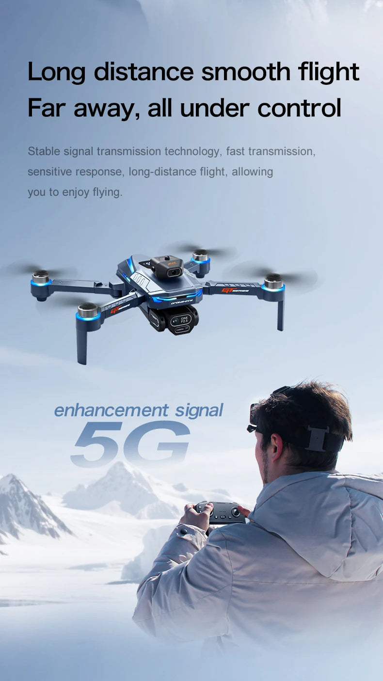 GT8 Foldable GPS RC Drone 8K HD ESC Camera Brushless Motor Obstacle Avoidance 4.3" Screen Controller FPV Quadcopter Aerial Drone