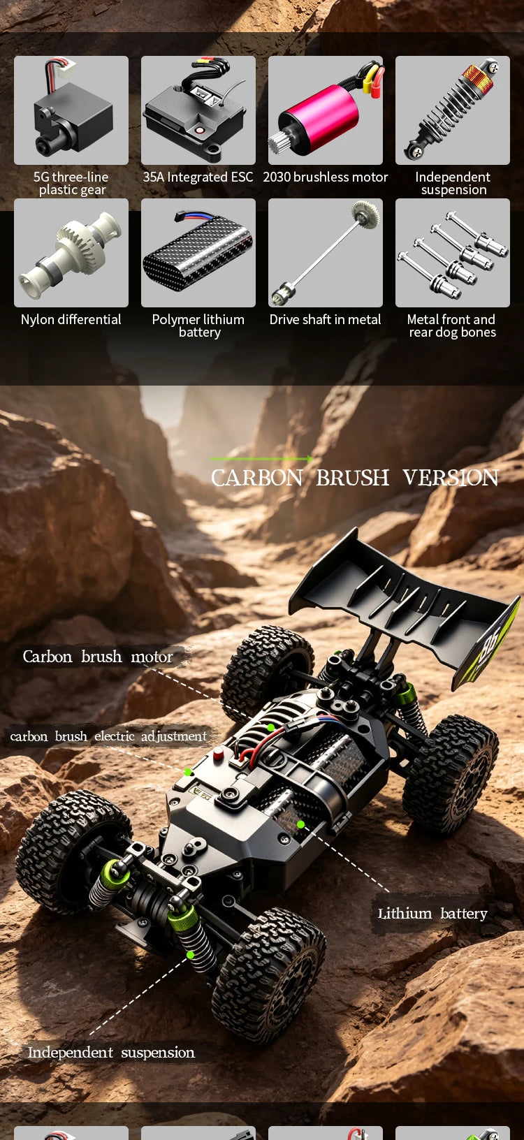 New SG816 MAX 1/24 Brushless RC Buggy 40KM/h 4WD Off-Road Racing Vehicle