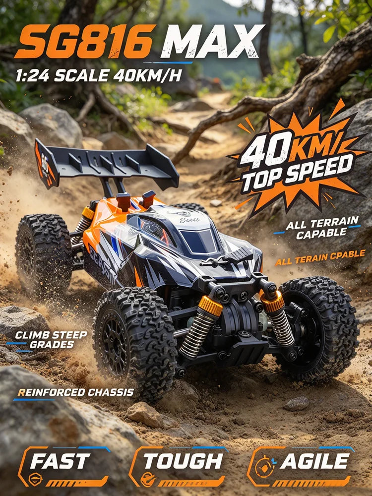 New SG816 MAX 1/24 Brushless RC Buggy 40KM/h 4WD Off-Road Racing Vehicle