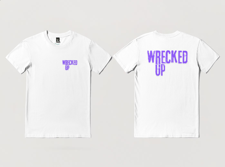 Wrecked up Purple brand style short sleeve t-shirt 100% Cotton for a vivid finish and all day comfort