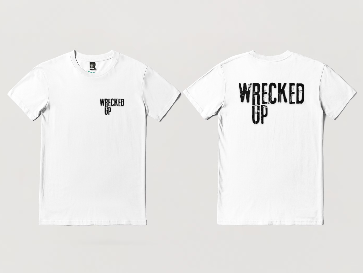 Wrecked up White print short sleeve t-shirt 100% Cotton for a vivid finish and all day comfort