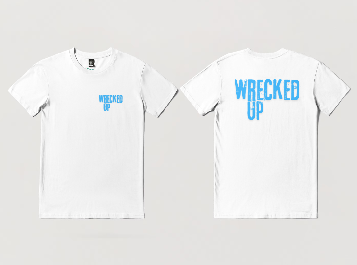 Wrecked up Blue print short sleeve t-shirt 100% Cotton for a vivid finish and all day comfort