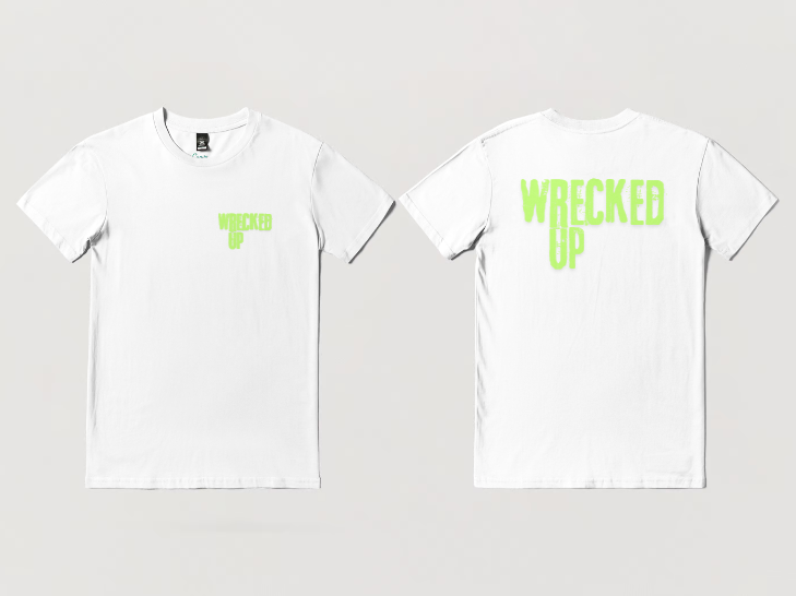 Wrecked up green print short sleeve t-shirt 100% Cotton for a vivid finish and all day comfort