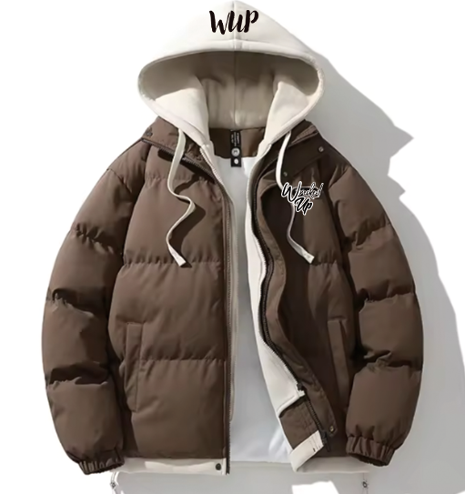 Wrecked Up Puffer Jacket Hoodie High Quality Winter Thick Warm Casual Hood Men's Clothes